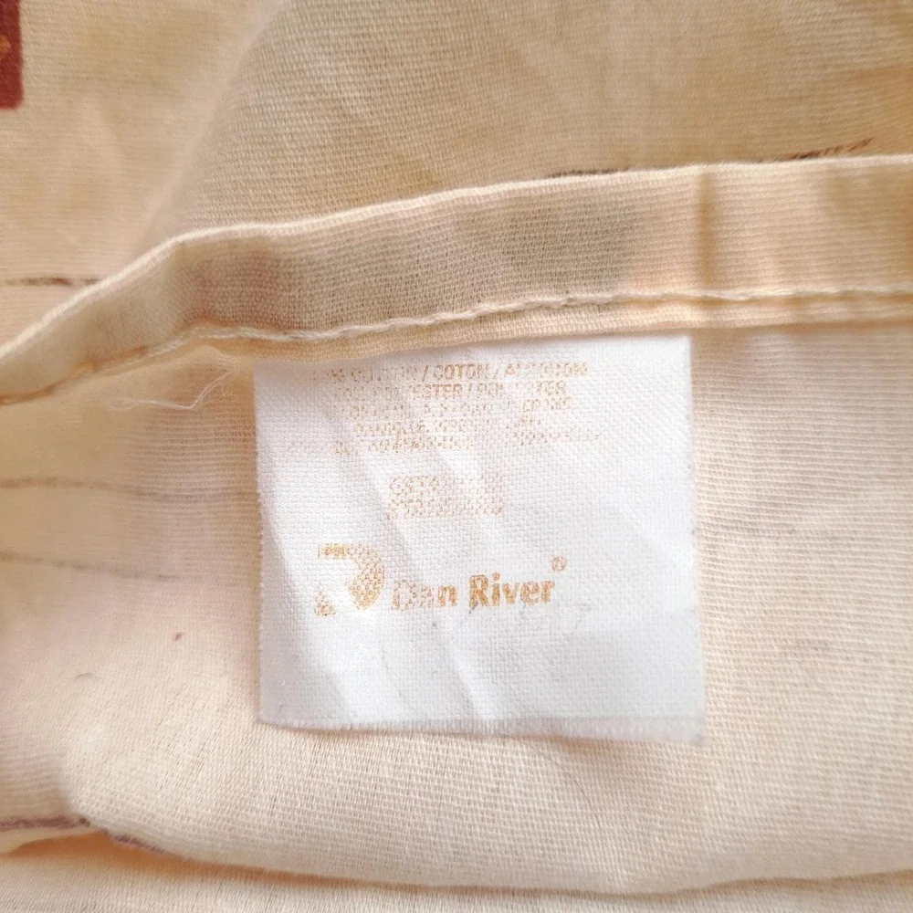 Dan River Pillow Sham Set 2 Standard Tan Purple MCM Geometric Vintage Decor Mod